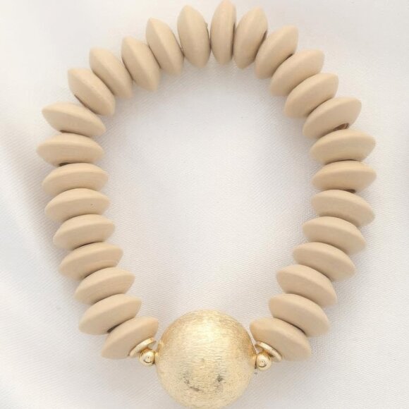 Ball Bead Wood Disc Bracelet - Picture 2 of 2